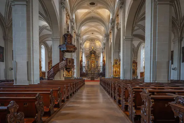 Lucerna Suíça Novembro 2019 Church Leodegar Interior Lucerna Suíça — Fotografia de Stock