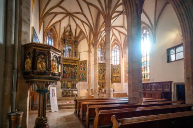 Hallstatt, Avusturya - 11 Kasım 2019: Katolik Kilisesi İçişleri - Hallstatt, Avusturya