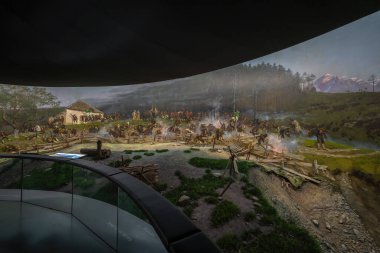 Innsbruck, Avusturya - 14 Kasım 2019: Üçüncü Bergisel Muharebesinin panoramik tablosu - Innsbruck, Avusturya