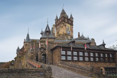 Cochem, Almanya - 20 Ocak 2020: Cochem Castle, Almanya