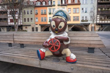 Erfurt, Germany - Jan 18, 2020: Pittiplatsch - KiKa Character Sculpture - Erfurt, Germany clipart