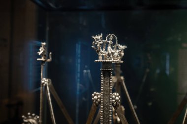 Budapest, Hungary - Oct 22, 2019: Koszarhegy Silver Stand detail - part of Seuso Treasure at Hungarian National Museum - Budapest, Hungary clipart