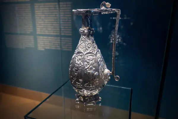 stock image Budapest, Hungary - Oct 22, 2019: Dionysiac Ewer - part of Seuso Treasure at Hungarian National Museum - Budapest, Hungary