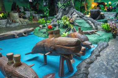 Canela, Brezilya - 22 Haziran 2024: Interactive Takeshi Maeda Exhibition Animais que Falam at Parques da Serra Cable Cars Park - Bondinhos Aereos Parques da Serra - Canela, Rio Grande do Sul, Brazil