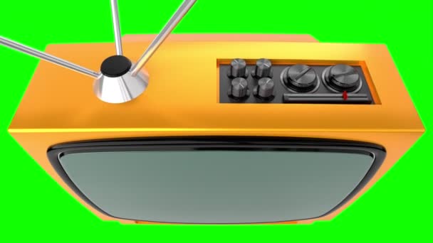 Receptor Amarelo Vintage Com Tela Verde Animação 3840X2160 — Vídeo de Stock