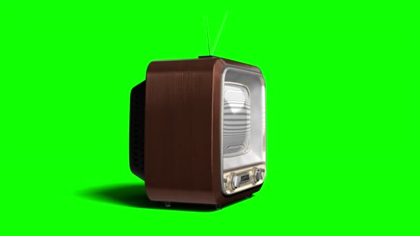 Televisor Retro Con Pantalla Verde Animación 3840X2160 — Vídeo de stock