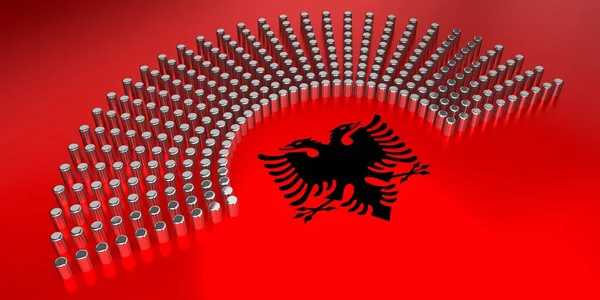 阿尔巴尼亚国旗投票 议会选举概念 3D说明 — 图库照片