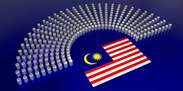 马来西亚国旗投票 议会选举概念 3D说明 — 图库照片