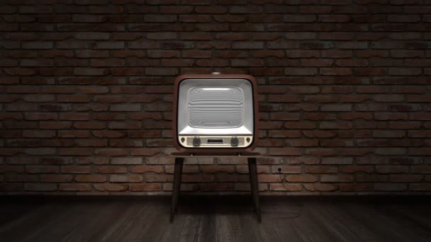 Récepteur Rétro Avec Écran Vert Debout Sur Une Table Mur — Video