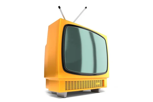 Vintage Retro Yellow Television Set Isolated White Background Illustration — Stock Photo, Image