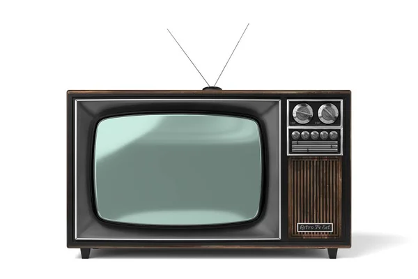 Vintage Retro Fernseher Isoliert Auf Weißem Hintergrund Illustration — Stockfoto