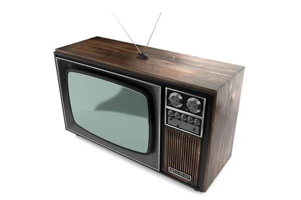 Vintage Retro Fernseher Isoliert Auf Weißem Hintergrund Illustration — Stockfoto