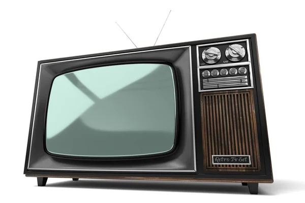 Vintage Ρετρό Τηλεόραση Που Απομονώνονται Λευκό Φόντο Εικονογράφηση — Φωτογραφία Αρχείου