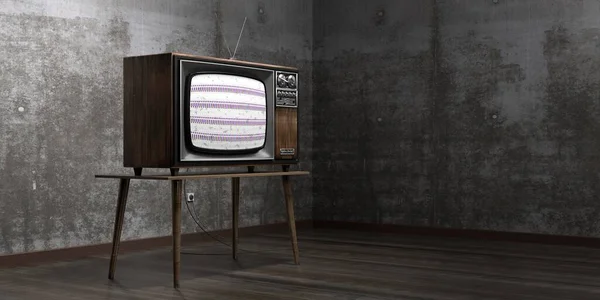 Vintage Aparelho Televisão Retro Parede Concreto Ilustração — Fotografia de Stock