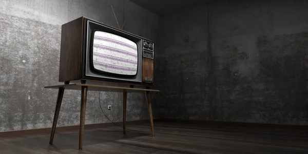 Vintage Retro Telewizor Betonowa Ściana Ilustracja — Zdjęcie stockowe