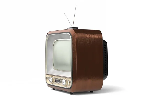 Vintage Retro Telewizor Izolowany Białym Tle Ilustracja — Zdjęcie stockowe