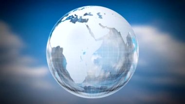 3D 4k Dünya 'yı döndürüyor, gökyüzü arka planda. Bu görüntünün elementleri NASA tarafından desteklenmektedir