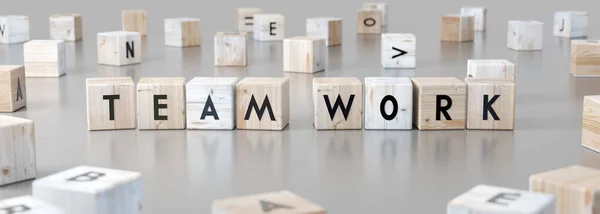 Team Work Word Wooden Blocks Illustration — Stock Photo, Image
