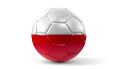 Polonya bayrağı taşıyan futbol topu - 3 boyutlu illüstrasyon