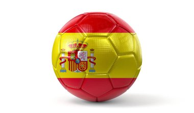 İspanya ulusal bayrağına sahip futbol topu - 3 boyutlu illüstrasyon