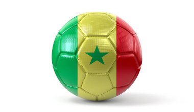 Senegal 'in ulusal bayrağına sahip futbol topu - 3 boyutlu illüstrasyon