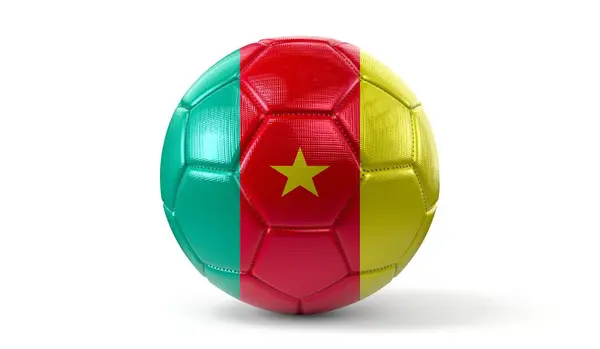 stock image Soccer ball with national flag of Cameroon - 3D illustration