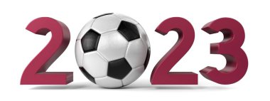 2023 futbol turnuvası konsepti - 3D illüstrasyon