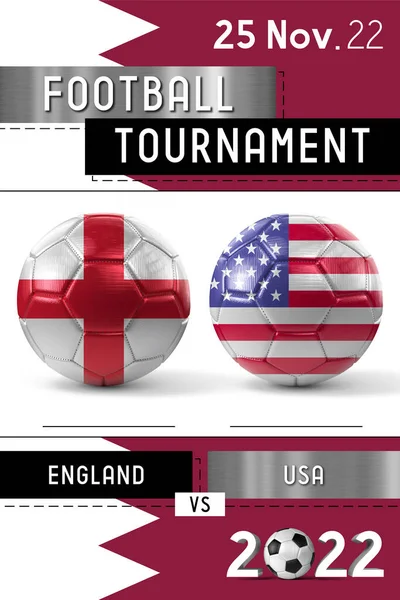 England and USA football match - Tournament 2022 - 3D illustration