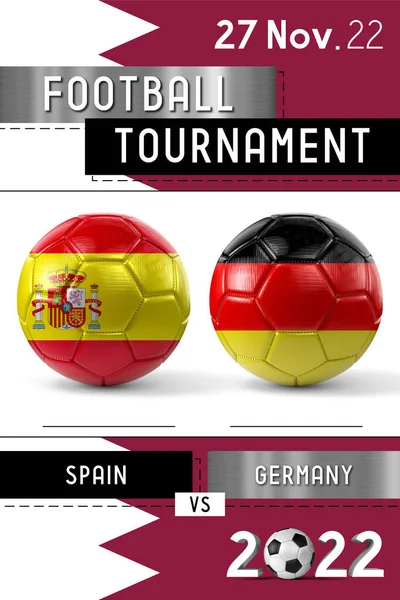 Spain and Germany football match - Tournament 2022 - 3D illustration