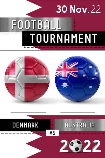 Denmark and Australia football match - Tournament 2022 - 3D illustration