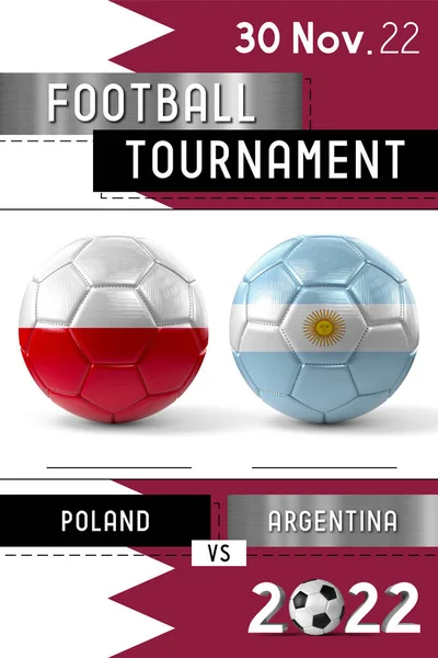 Poland and Argentina football match - Tournament 2022 - 3D illustration
