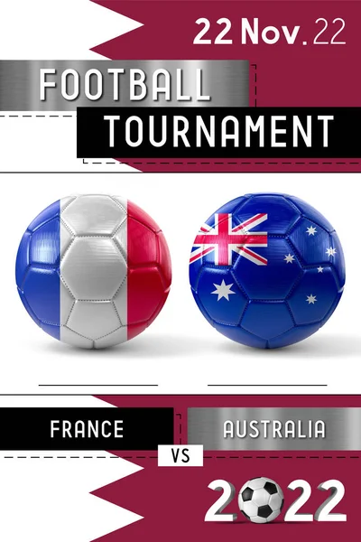 France and Australia football match - Tournament 2022 - 3D illustration