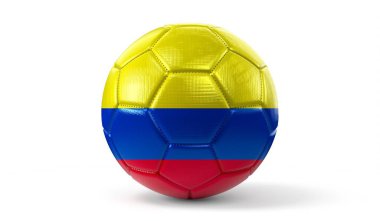 Kolombiya - futbol topunda ulusal bayrak - 3D illüstrasyon
