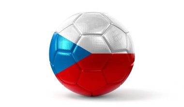 Çek Cumhuriyeti - futbol topunda ulusal bayrak - 3D illüstrasyon