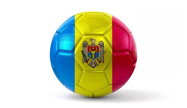 Moldova - futbol topunda ulusal bayrak - 3D illüstrasyon