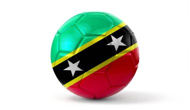 Saint Kitts ve Nevis - futbol topunda ulusal bayrak - 3D illüstrasyon