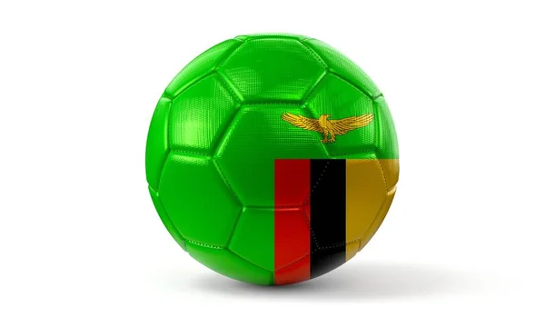 stock image Zambia - national flag on soccer ball - 3D illustration