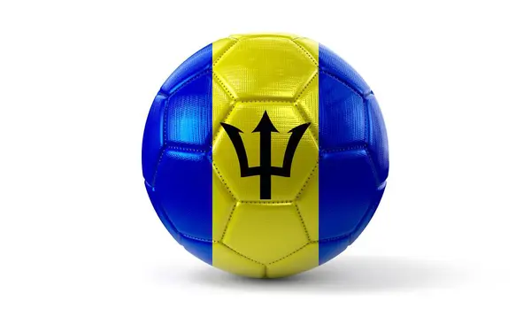 Barbados Bandeira Nacional Bola Futebol Ilustração — Fotografia de Stock
