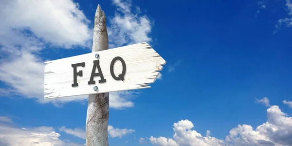 Faq Questions Fréquemment Posées Panneau Signalétique Bois Avec Une Flèche — Photo