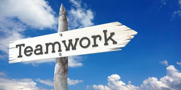Teamwork Wooden Signpost One Arrow — Stock Photo, Image