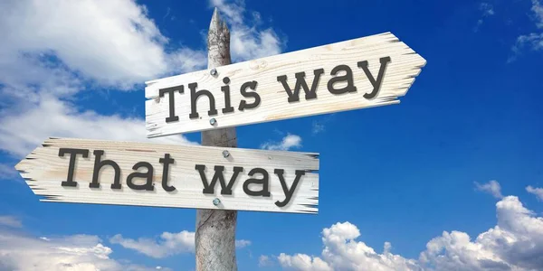 Way Way Wooden Signpost Two Arrows — Stock Photo, Image