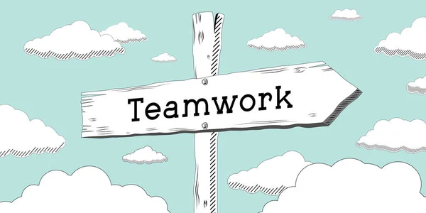 Teamwork Outline Signpost One Arrow — Stock Photo, Image
