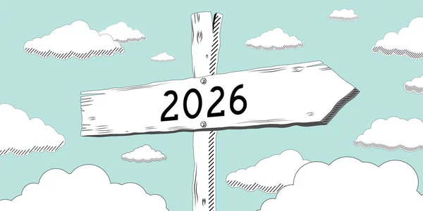 2026 Omtrek Wegwijzer Met Één Pijl — Stockfoto