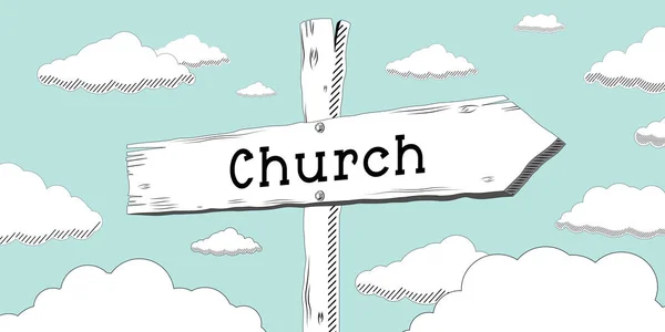 Church Outline Signpost One Arrow — Stock Photo, Image