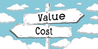 Maliyet ve değer - iki oklu tabela direği