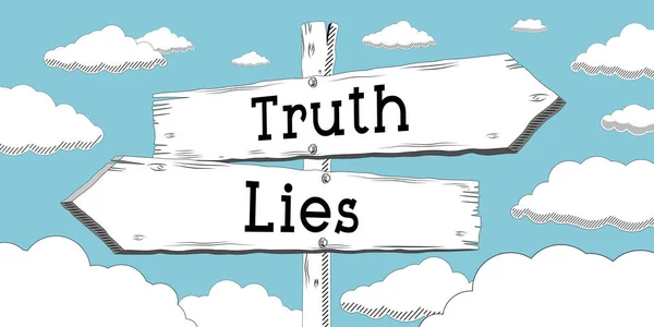 Wahrheit Und Lüge Wegweiser Mit Zwei Pfeilen — Stockfoto