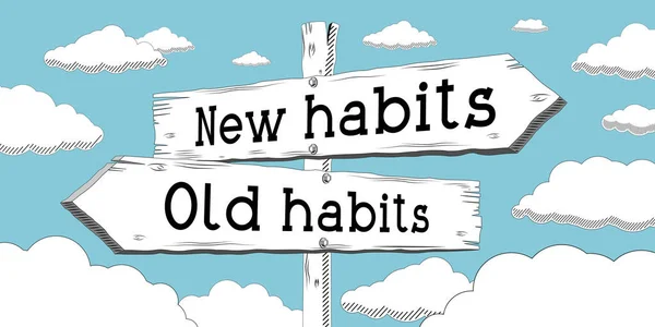 Velhos Hábitos Novos Hábitos Esboço Sinalização Com Duas Setas — Fotografia de Stock