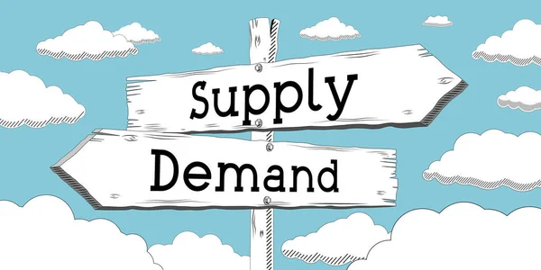 Supply, demand - outline signpost with two arrows