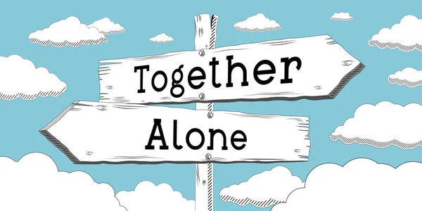 Together Alone Outline Signpost Two Arrows — Stock Photo, Image