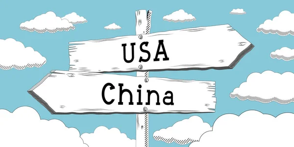 Estados Unidos China Señal Contorno Con Dos Flechas — Foto de Stock